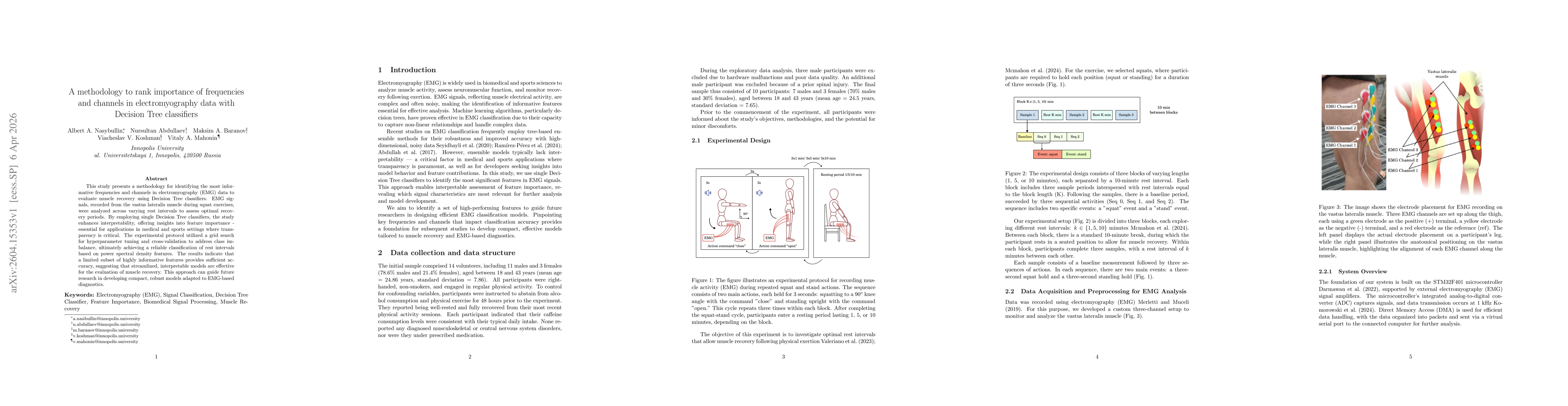 Thumbnail for A methodology to rank importance of frequencies and channels in electromyography data with Decision Tree classifiers