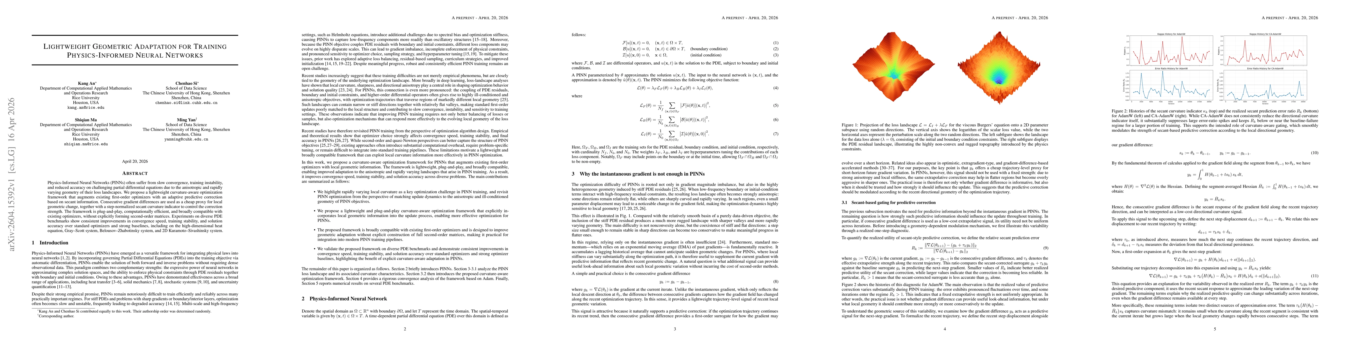 Thumbnail for Lightweight Geometric Adaptation for Training Physics-Informed Neural Networks