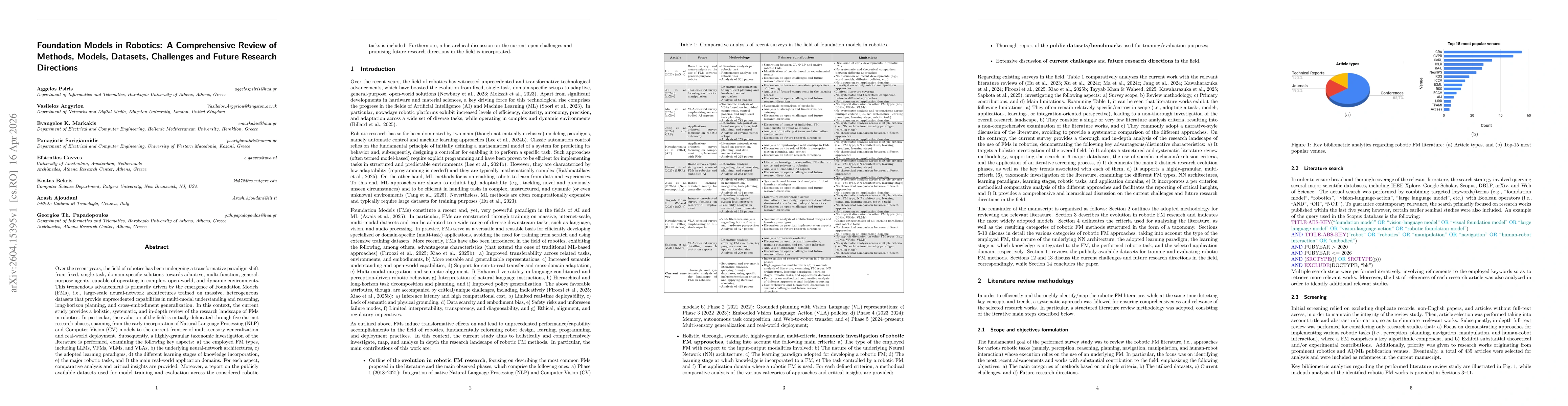 Thumbnail for Foundation Models in Robotics: A Comprehensive Review of Methods, Models, Datasets, Challenges and Future Research Directions