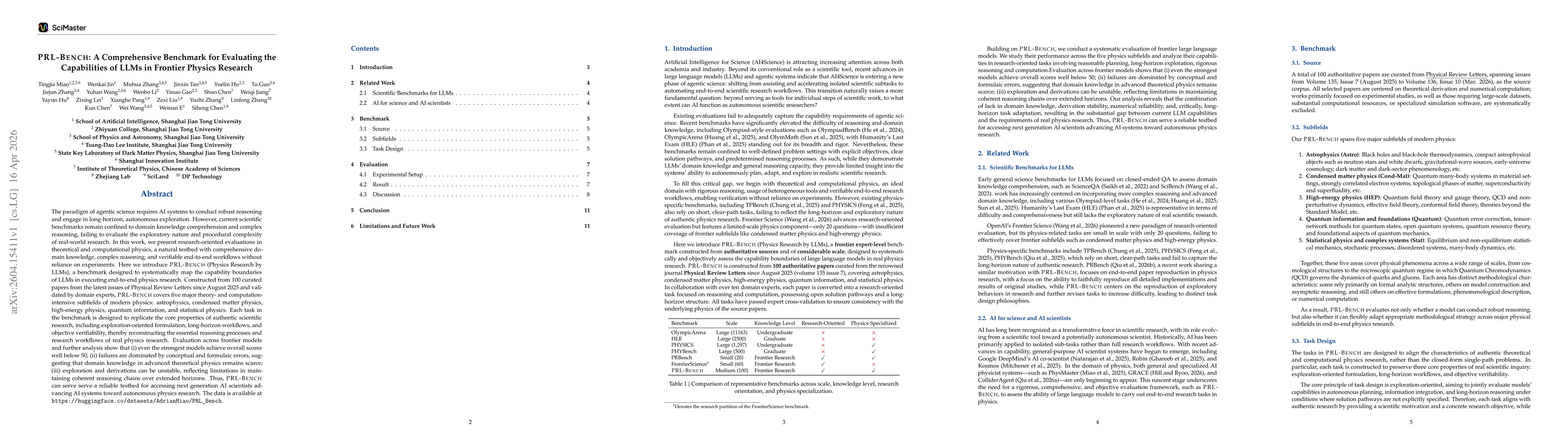 Thumbnail for PRL-Bench: A Comprehensive Benchmark Evaluating LLMs' Capabilities in Frontier Physics Research
