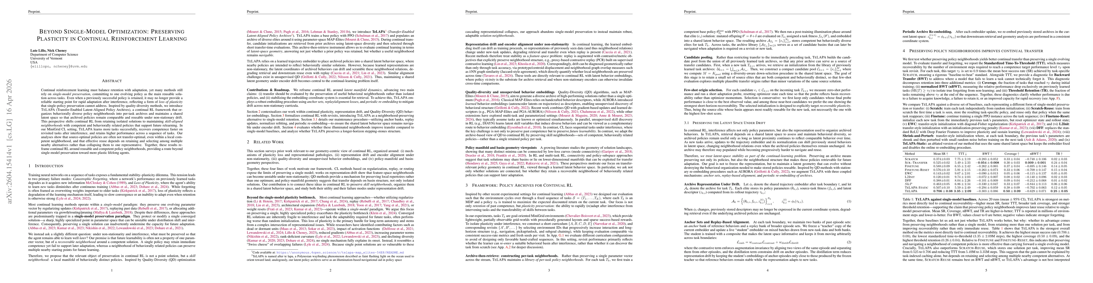Thumbnail for Beyond Single-Model Optimization: Preserving Plasticity in Continual Reinforcement Learning