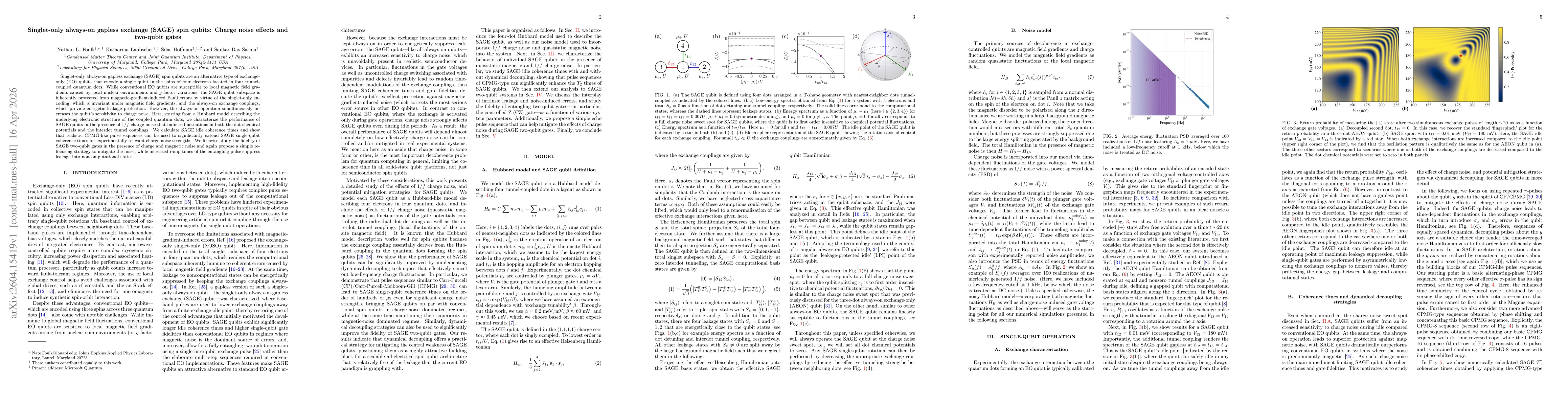 Thumbnail for Singlet-only always-on gapless exchange (SAGE) spin qubits: Charge noise effects and two-qubit gates