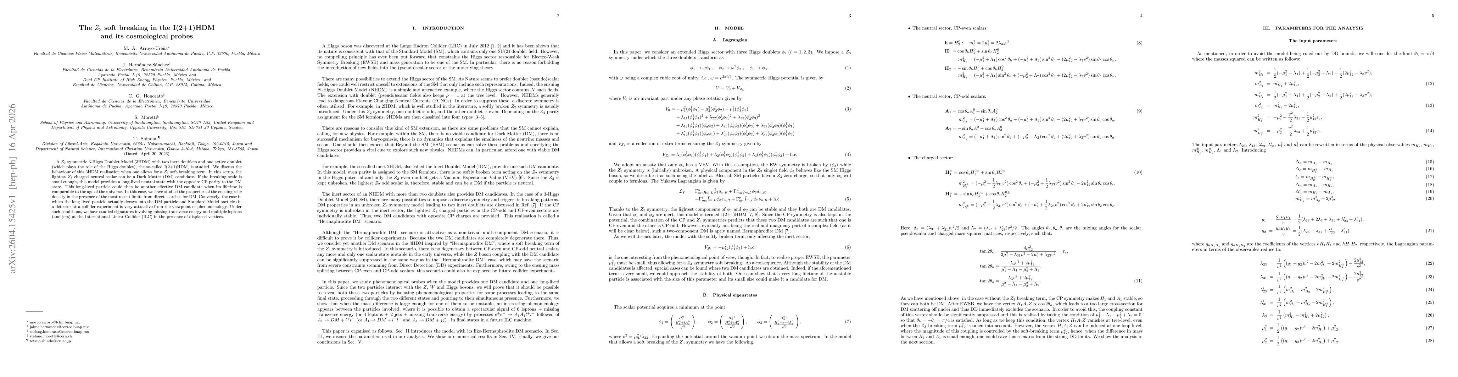 Thumbnail for The $Z_3$ soft breaking in the I(2+1)HDM and its cosmological probes