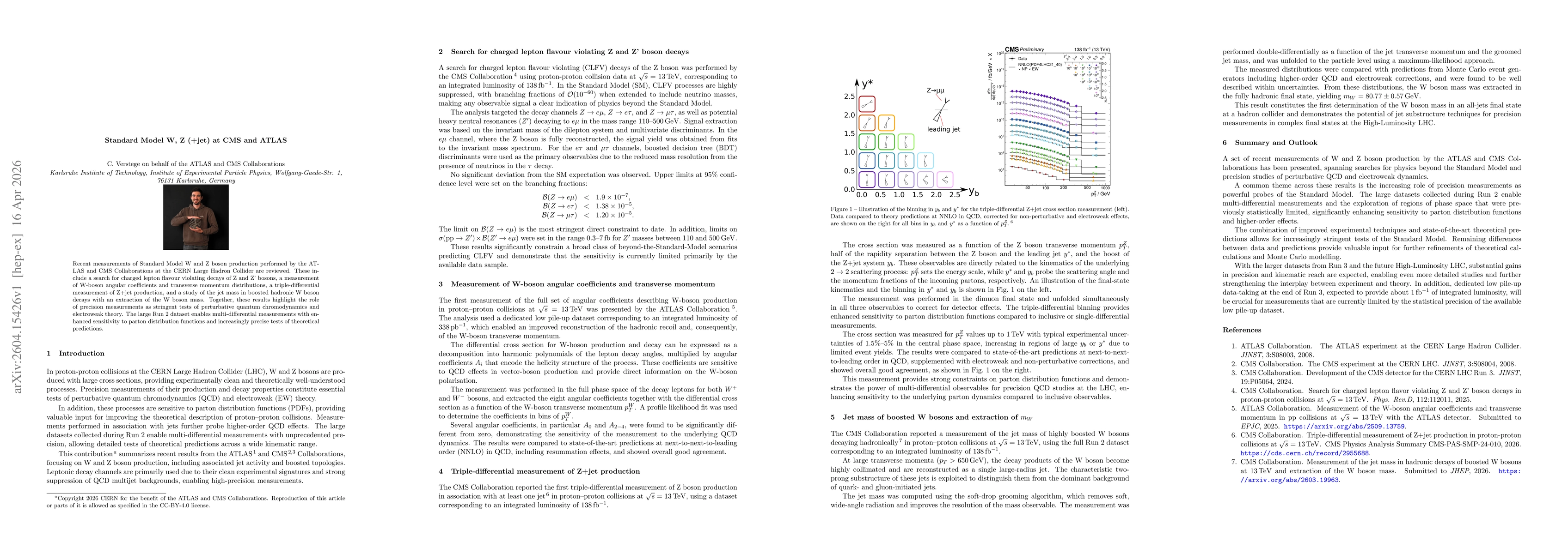 Thumbnail for Standard Model W, Z (+jet) at CMS and ATLAS