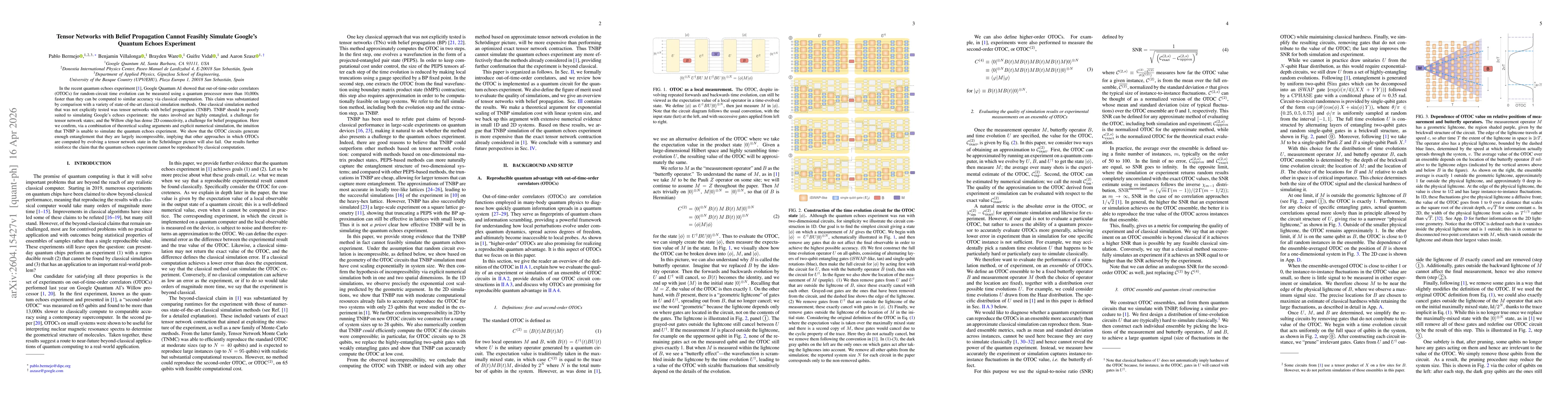Thumbnail for Tensor Networks with Belief Propagation Cannot Feasibly Simulate Google's Quantum Echoes Experiment