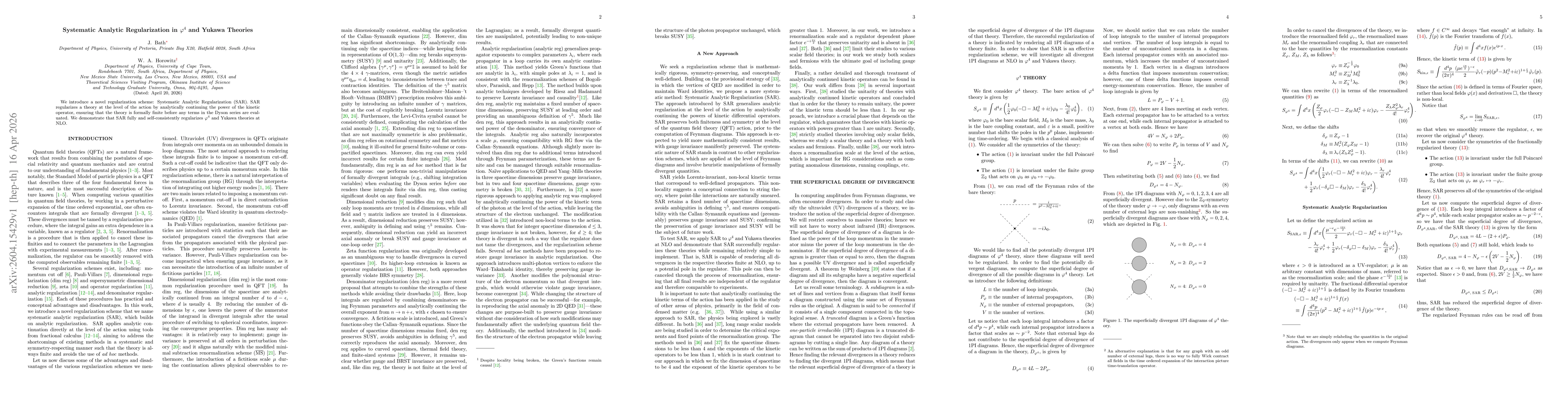 Thumbnail for Systematic Analytic Regularization in $\varphi^4$ and Yukawa Theories