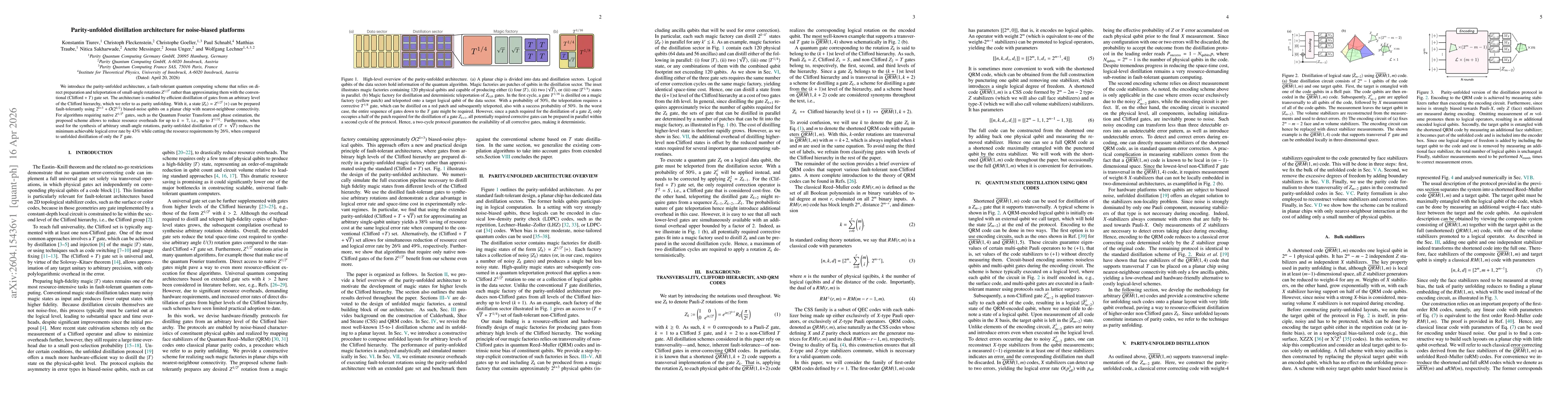 Thumbnail for Parity-unfolded distillation architecture for noise-biased platforms