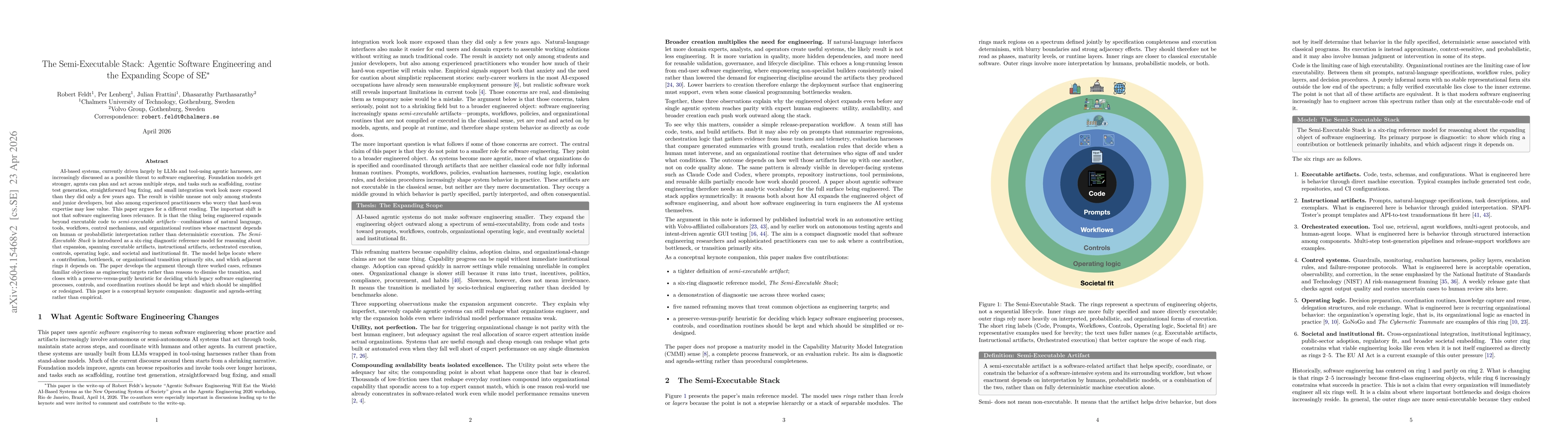 Thumbnail for The Semi-Executable Stack: Agentic Software Engineering and the Expanding Scope of SE