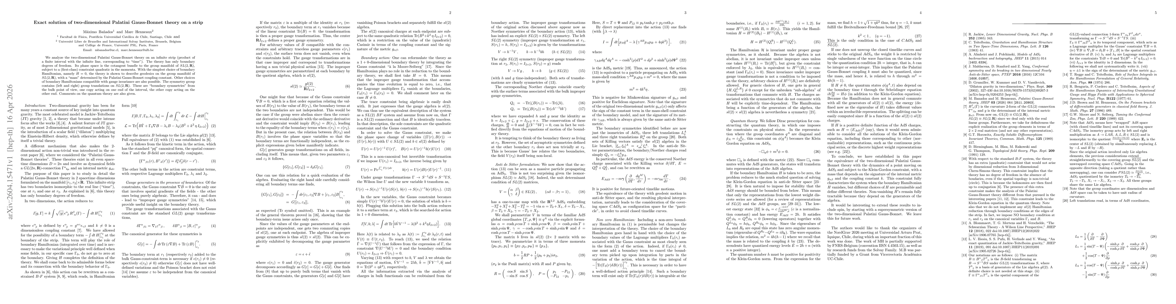 Thumbnail for Exact solution of two-dimensional Palatini Gauss-Bonnet theory on a strip