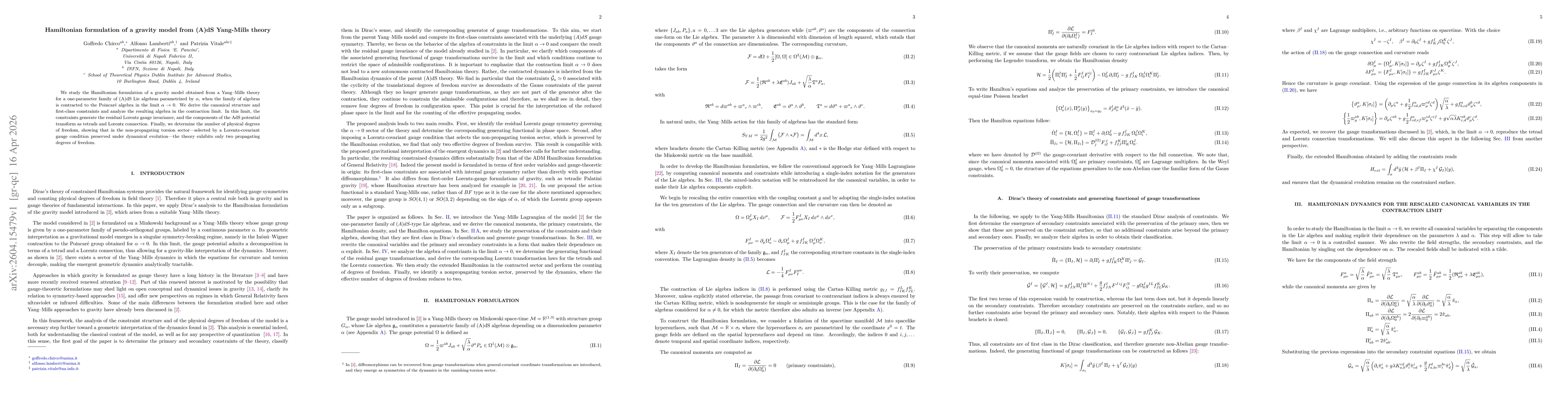 Thumbnail for Hamiltonian formulation of a gravity model from (A)dS Yang-Mills theory