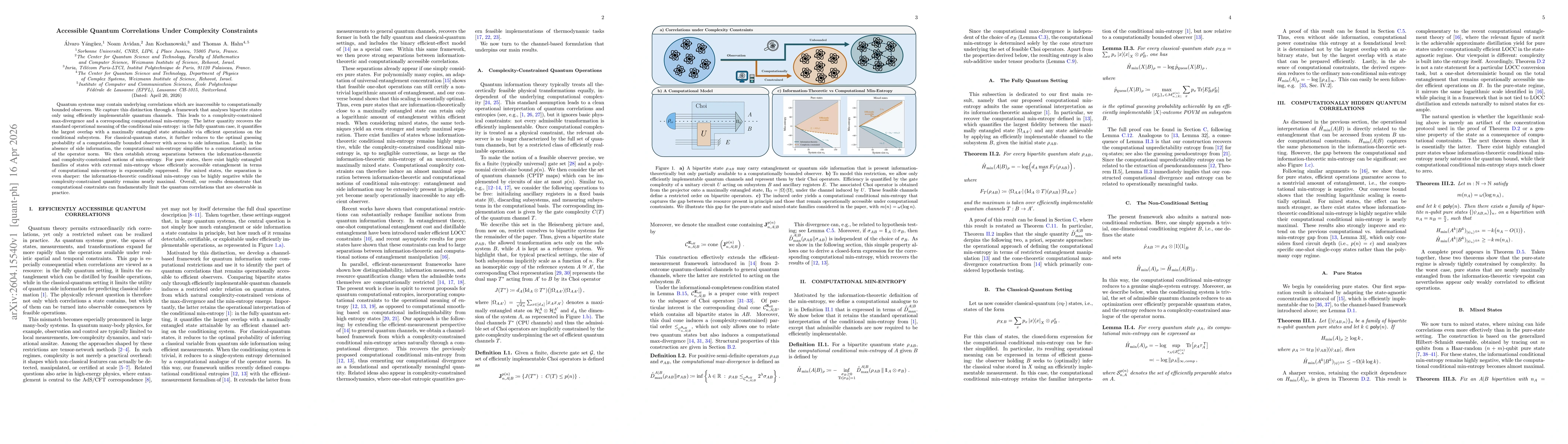 Thumbnail for Accessible Quantum Correlations Under Complexity Constraints