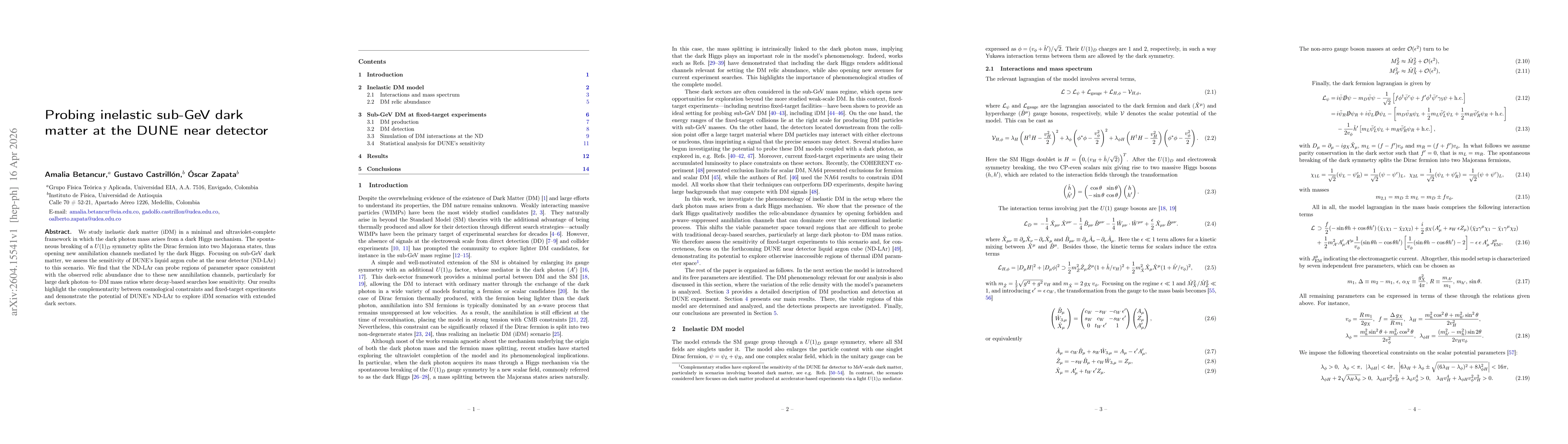 Thumbnail for Probing inelastic sub-GeV dark matter at the DUNE near detector