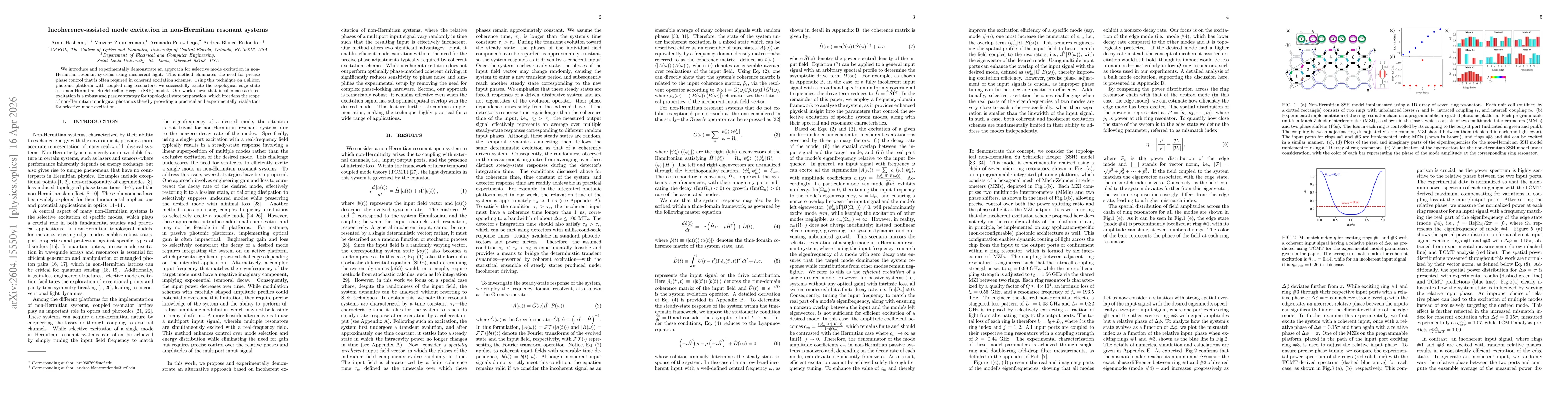 Thumbnail for Incoherence-assisted mode excitation in non-Hermitian resonant systems