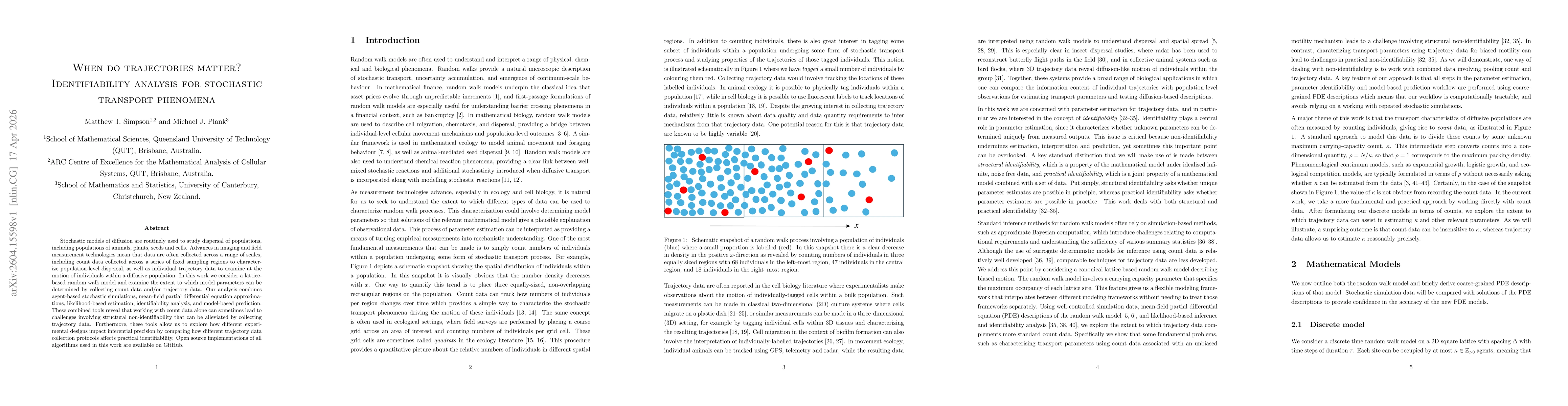 Thumbnail for When do trajectories matter? Identifiability analysis for stochastic transport phenomena