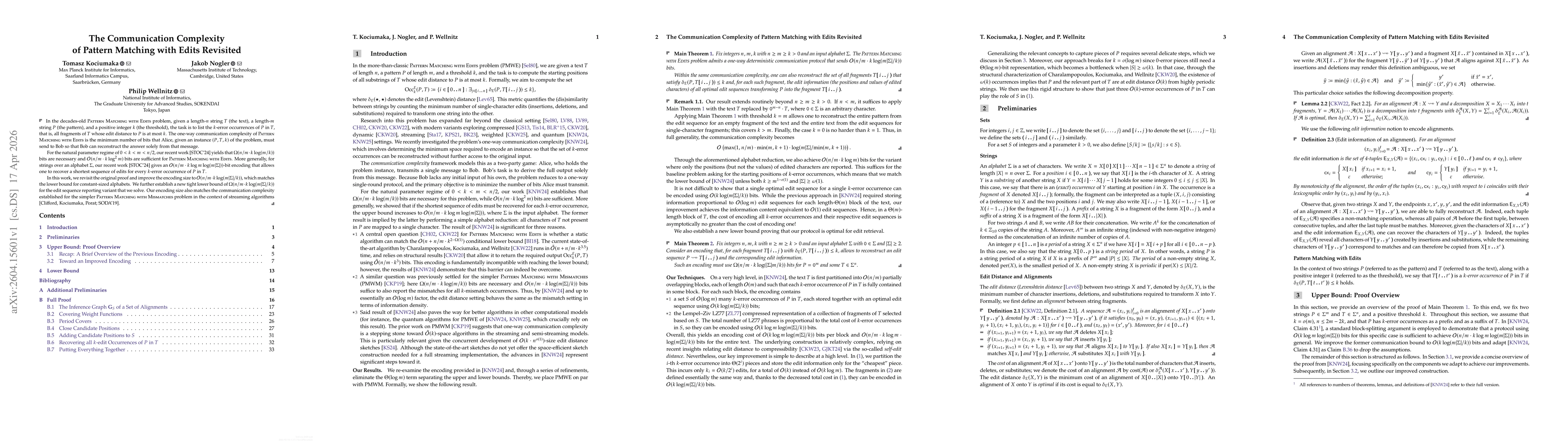 Thumbnail for The Communication Complexity of Pattern Matching with Edits Revisited