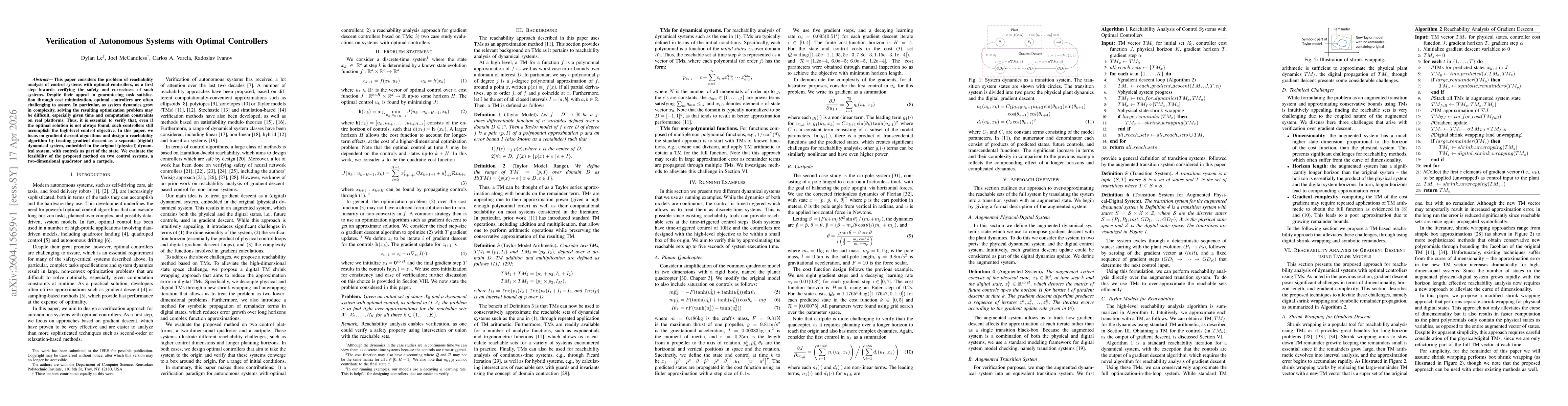 Thumbnail for Verification of Autonomous Systems with Optimal Controllers
