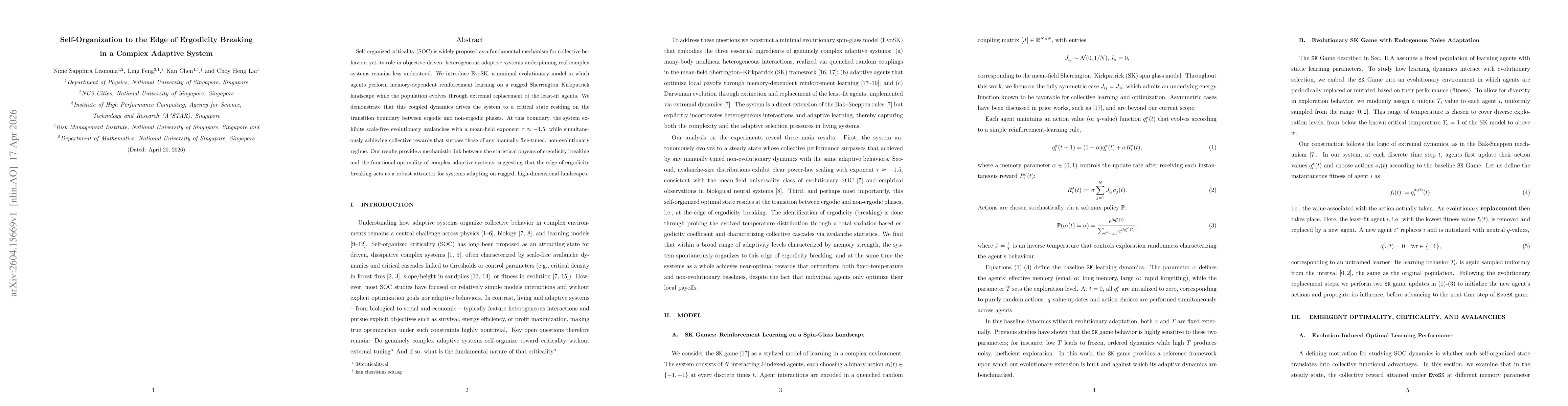 Thumbnail for Self-Organization to the Edge of Ergodicity Breaking in a Complex Adaptive System
