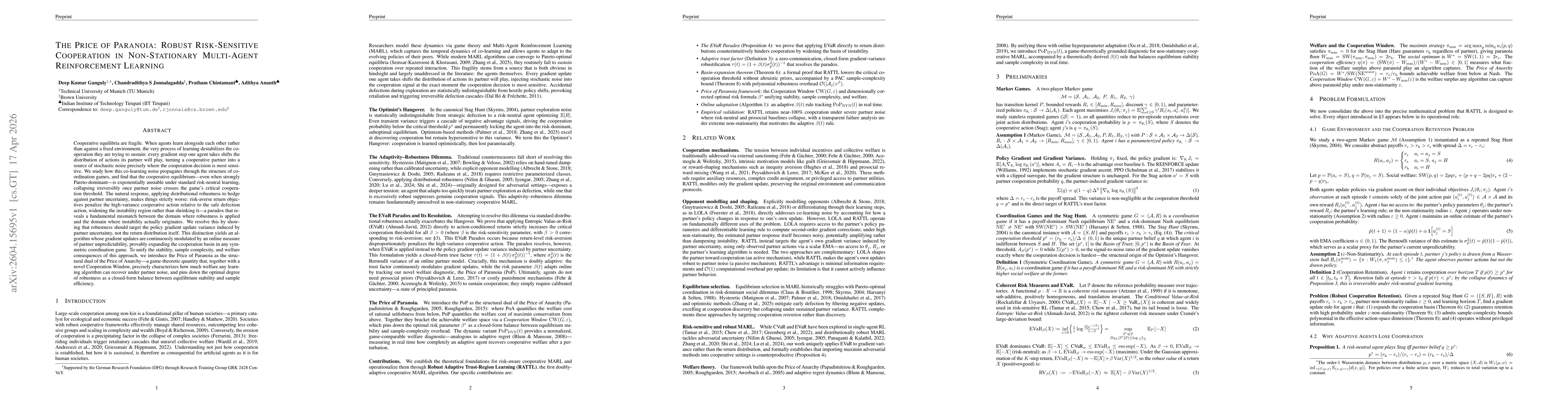 Thumbnail for The Price of Paranoia: Robust Risk-Sensitive Cooperation in Non-Stationary Multi-Agent Reinforcement Learning