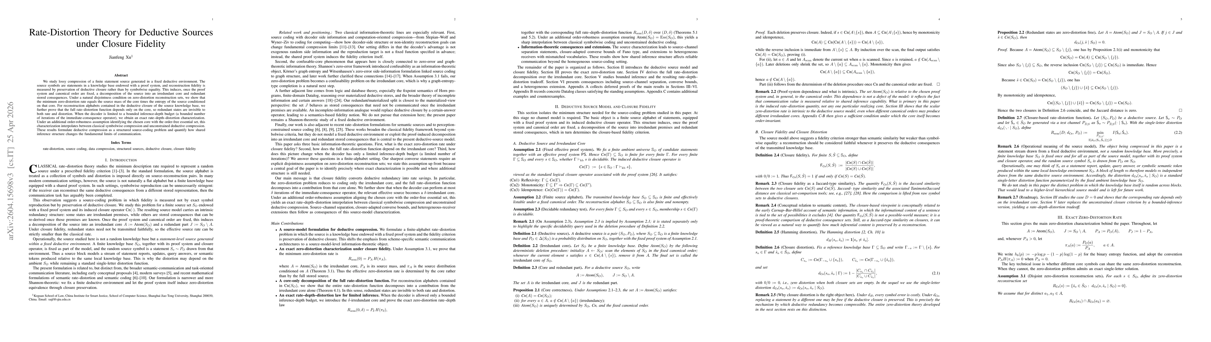 Thumbnail for Rate-Distortion Theory for Deductive Sources under Closure Fidelity