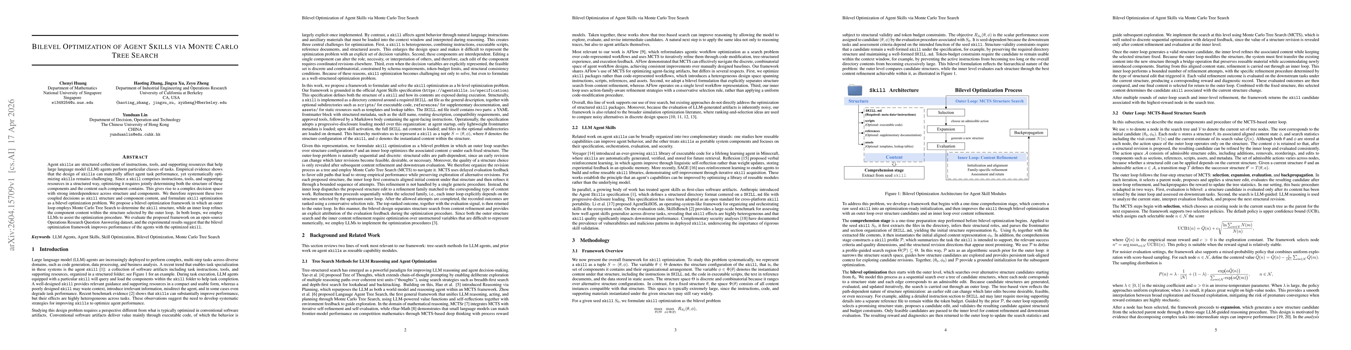Thumbnail for Bilevel Optimization of Agent Skills via Monte Carlo Tree Search