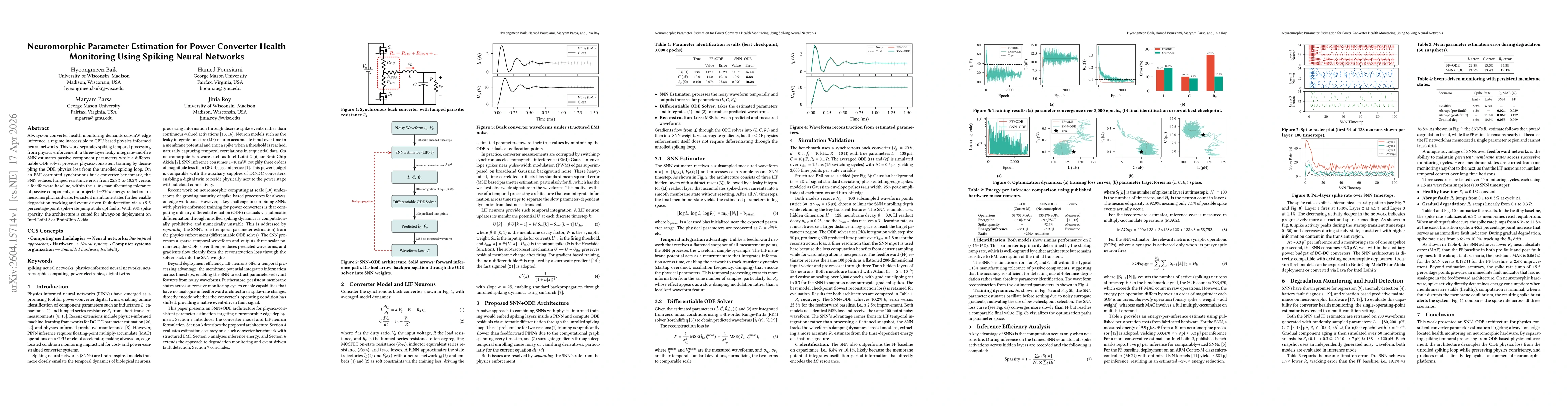 Thumbnail for Neuromorphic Parameter Estimation for Power Converter Health Monitoring Using Spiking Neural Networks