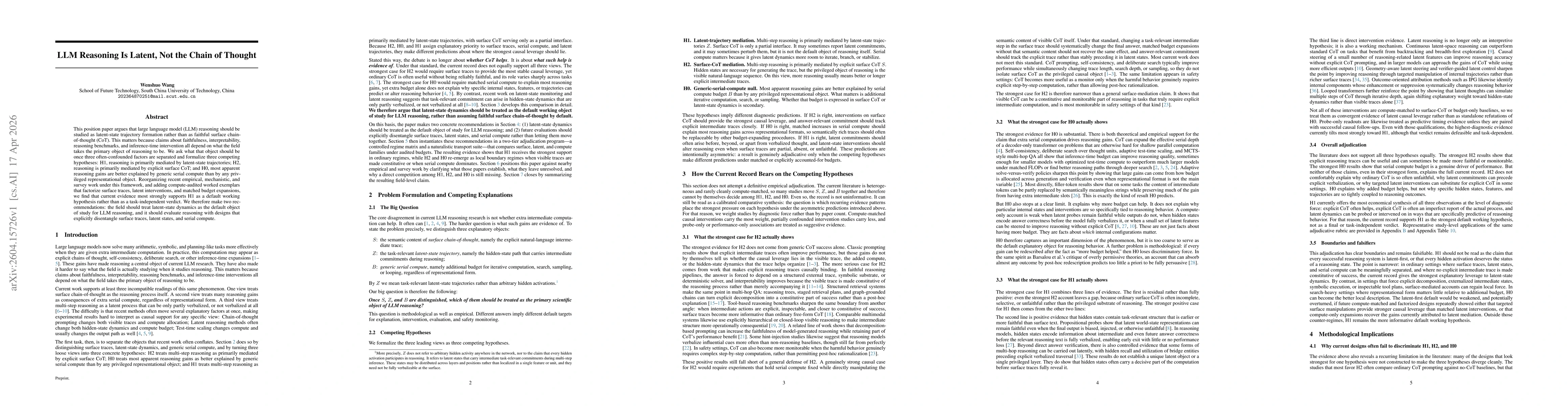 Thumbnail for LLM Reasoning Is Latent, Not the Chain of Thought