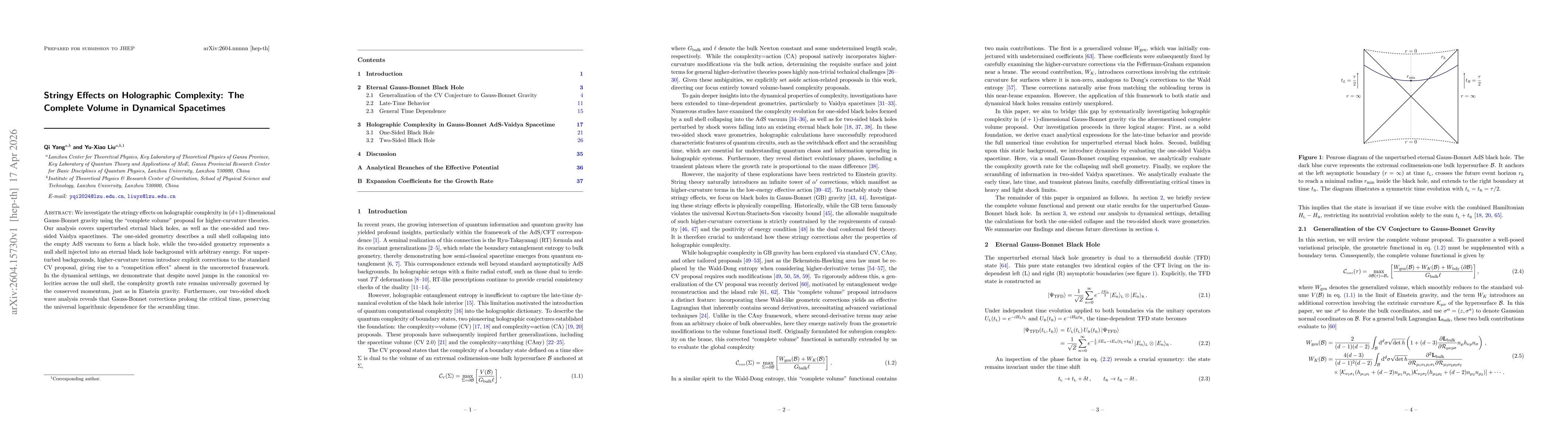 Thumbnail for Stringy Effects on Holographic Complexity: The Complete Volume in Dynamical Spacetimes
