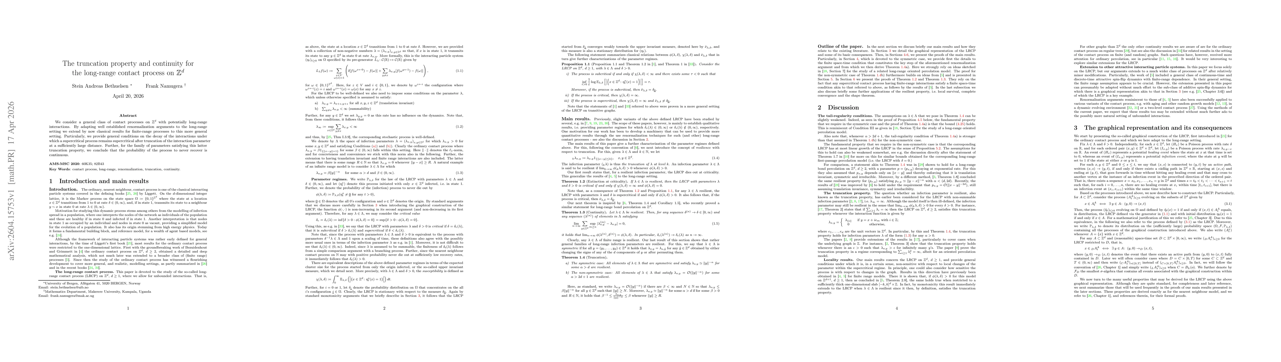 Thumbnail for The truncation property and continuity for the long-range contact process on $\mathbb{Z}^d$