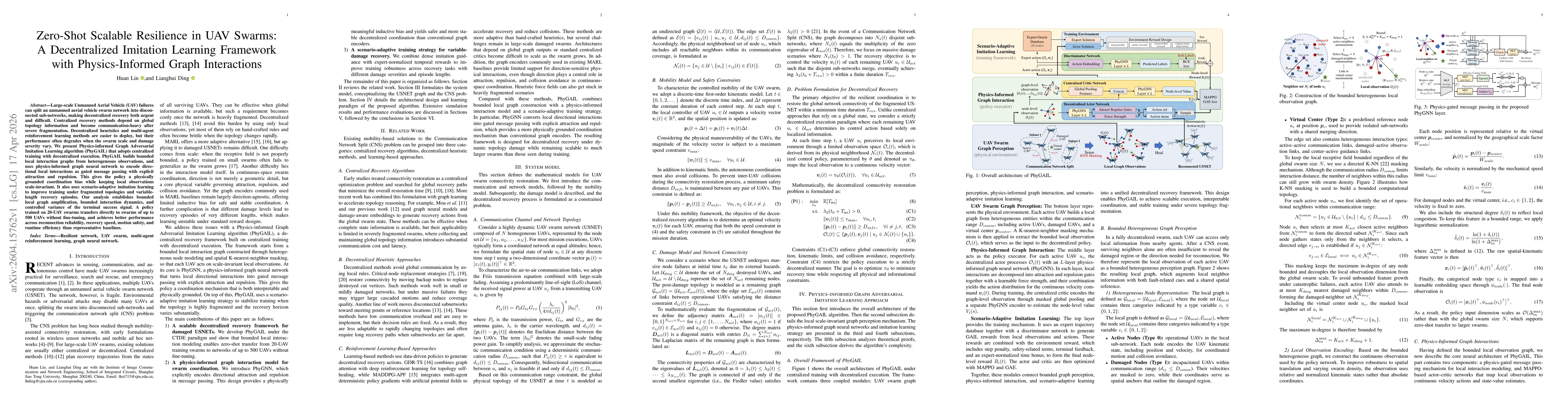 Thumbnail for Zero-Shot Scalable Resilience in UAV Swarms: A Decentralized Imitation Learning Framework with Physics-Informed Graph Interactions
