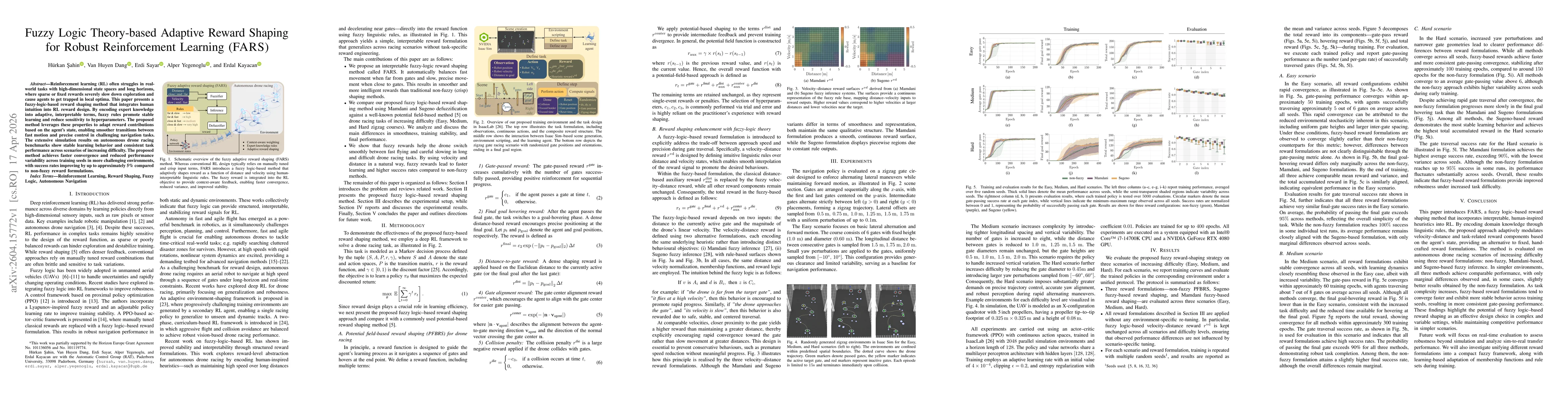 Thumbnail for Fuzzy Logic Theory-based Adaptive Reward Shaping for Robust Reinforcement Learning (FARS)