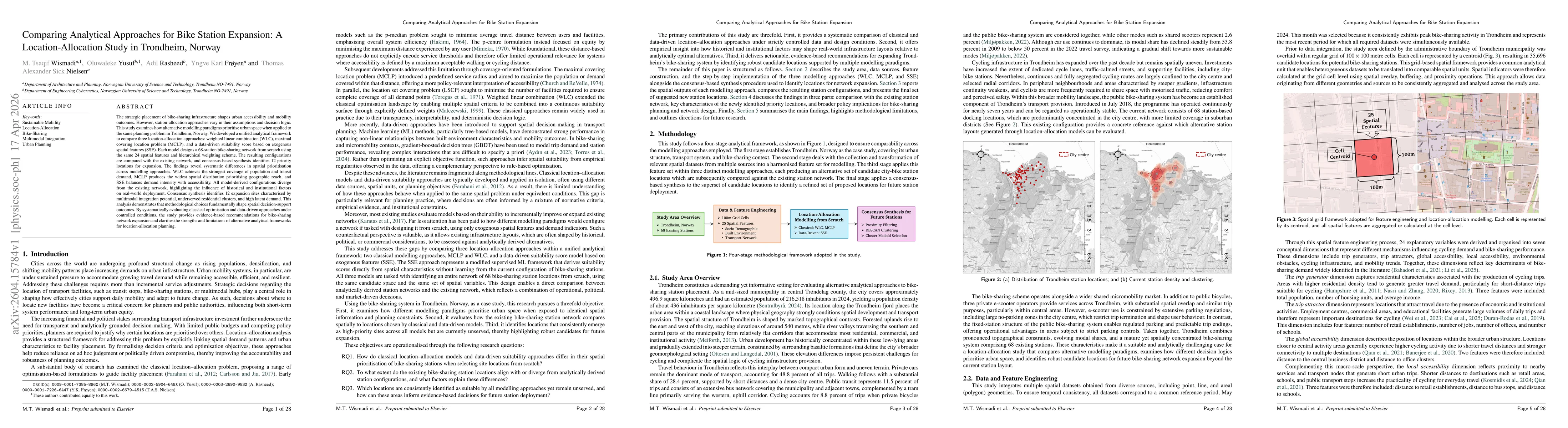 Thumbnail for Comparing Analytical Approaches for Bike Station Expansion: A Location-Allocation Study in Trondheim, Norway