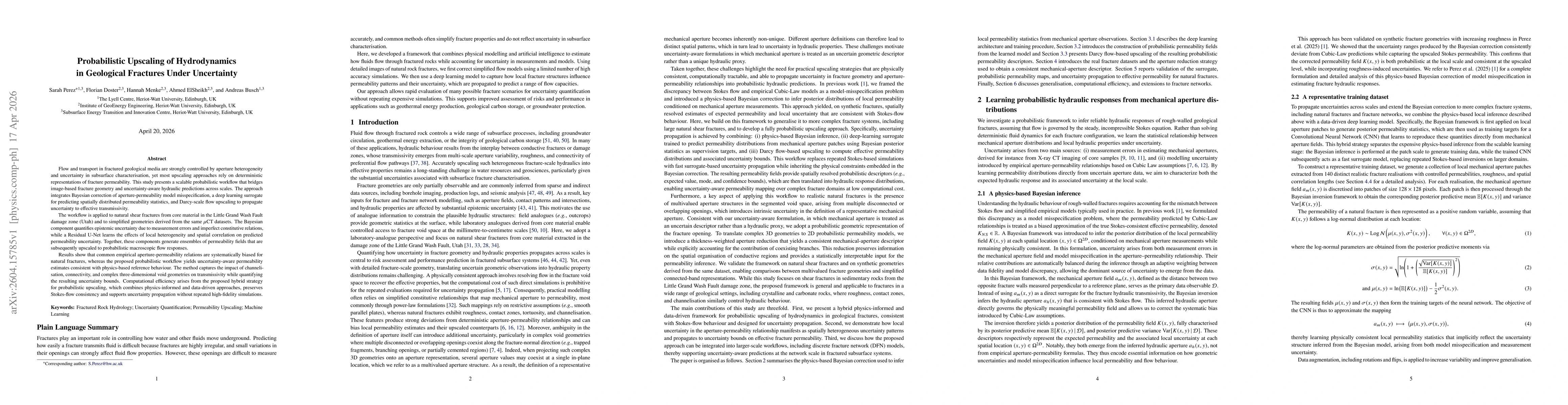 Thumbnail for Probabilistic Upscaling of Hydrodynamics in Geological Fractures Under Uncertainty