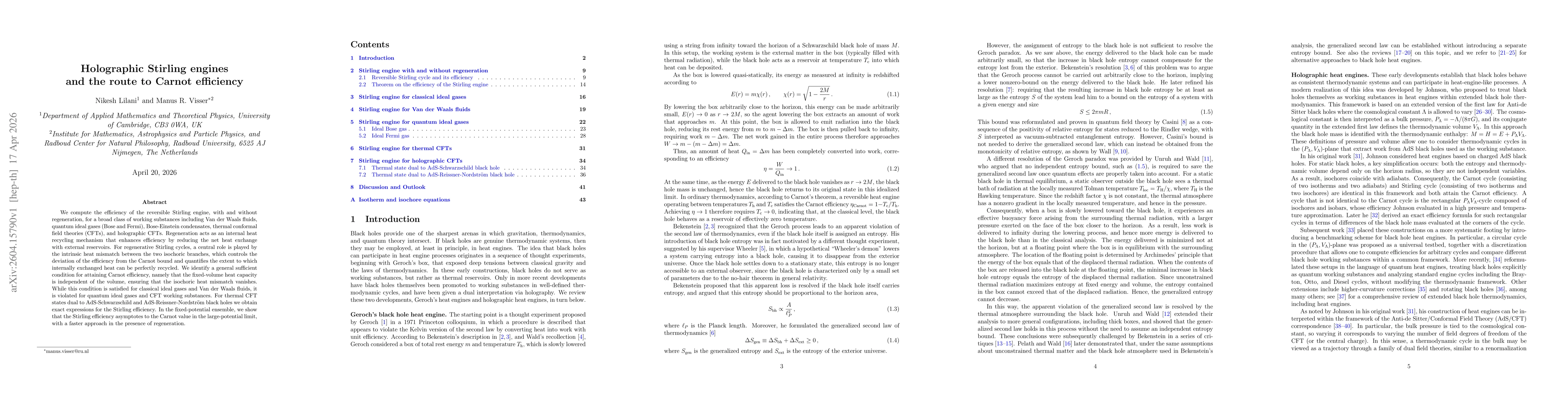 Thumbnail for Holographic Stirling engines and the route to Carnot efficiency