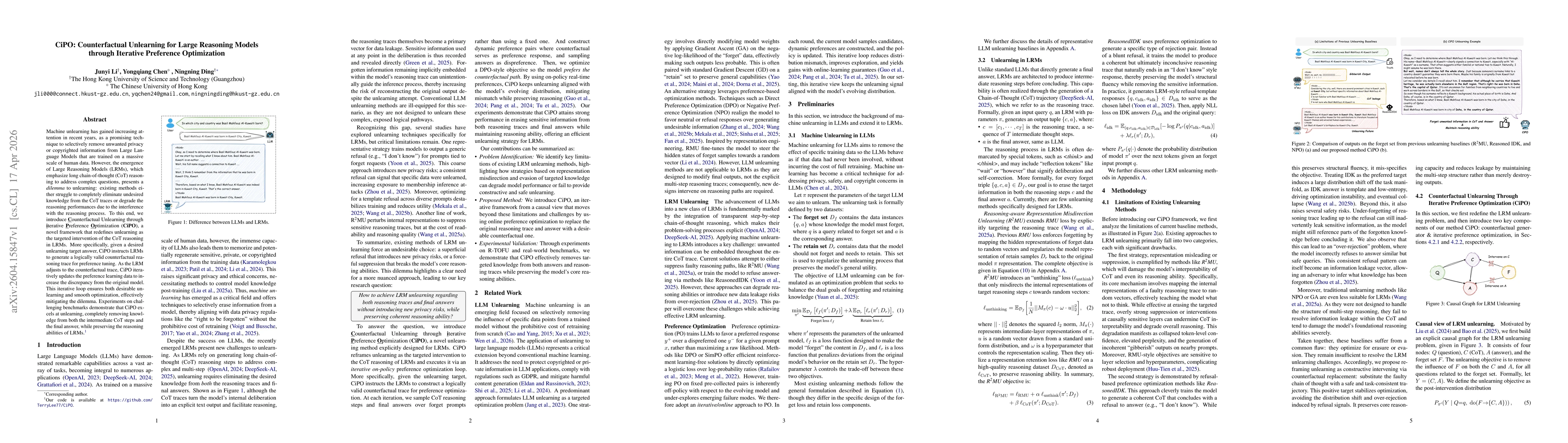 Thumbnail for CiPO: Counterfactual Unlearning for Large Reasoning Models through Iterative Preference Optimization