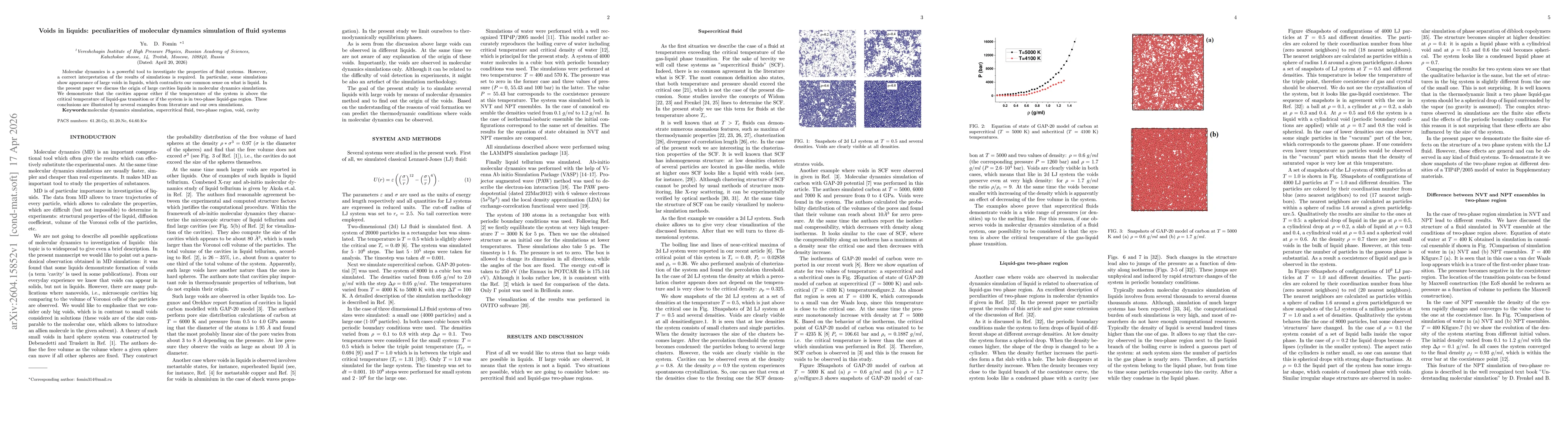 Thumbnail for Voids in liquids: peculiarities of molecular dynamics simulation of fluid systems
