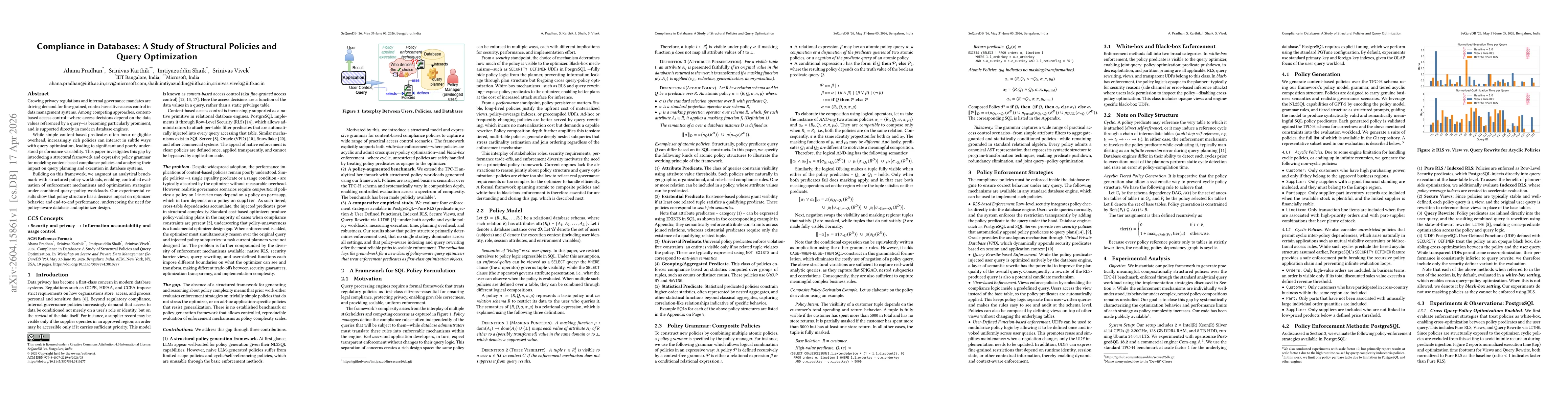 Thumbnail for Compliance in Databases: A Study of Structural Policies and Query Optimization
