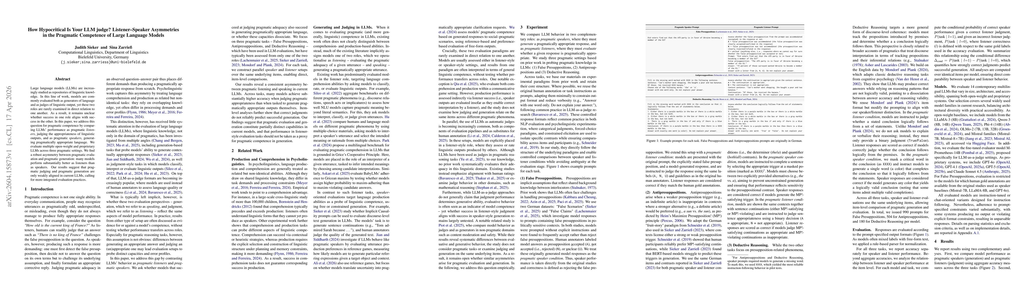 Thumbnail for How Hypocritical Is Your LLM judge? Listener-Speaker Asymmetries in the Pragmatic Competence of Large Language Models