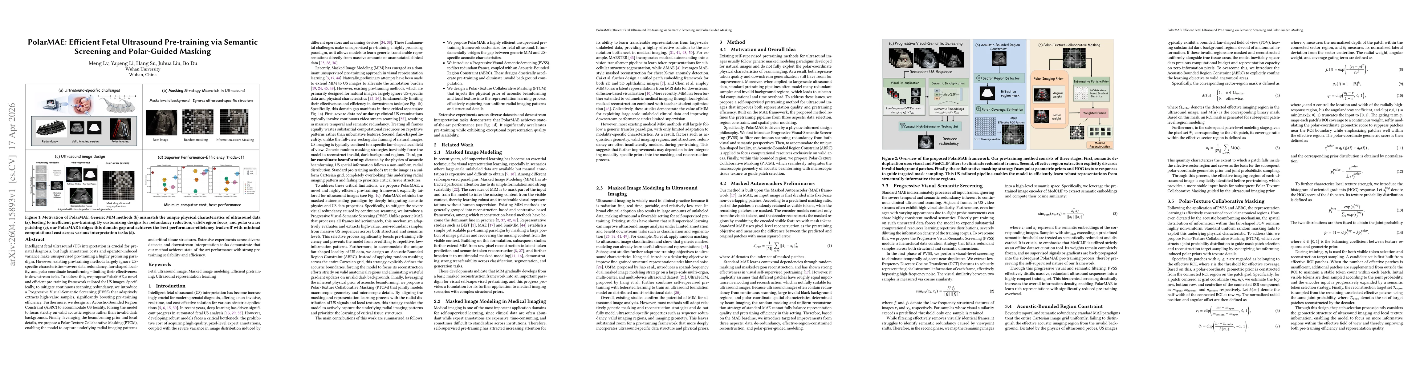 Thumbnail for PolarMAE: Efficient Fetal Ultrasound Pre-training via Semantic Screening and Polar-Guided Masking