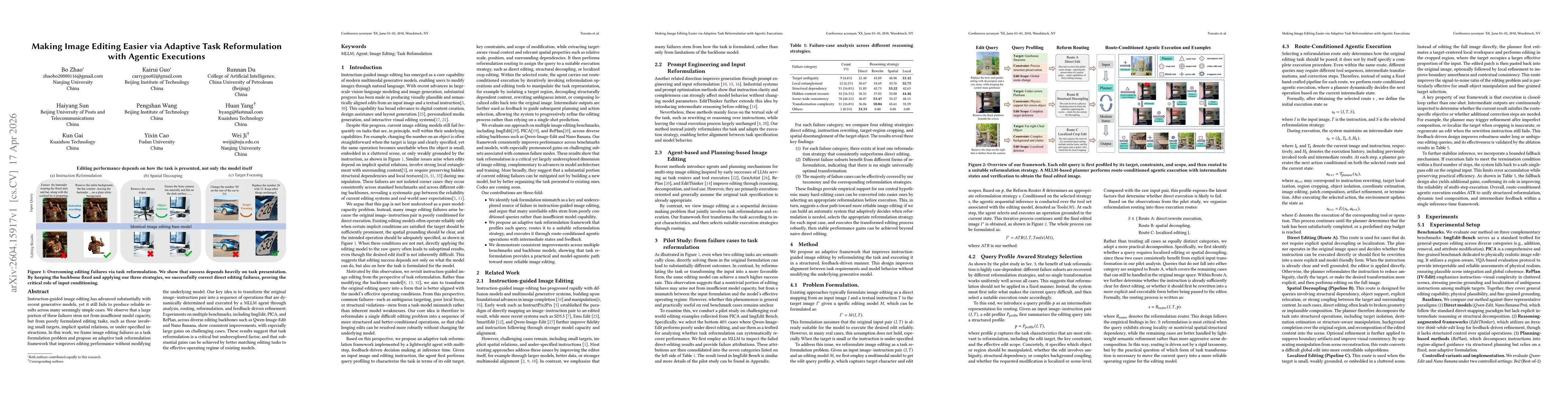 Thumbnail for Making Image Editing Easier via Adaptive Task Reformulation with Agentic Executions
