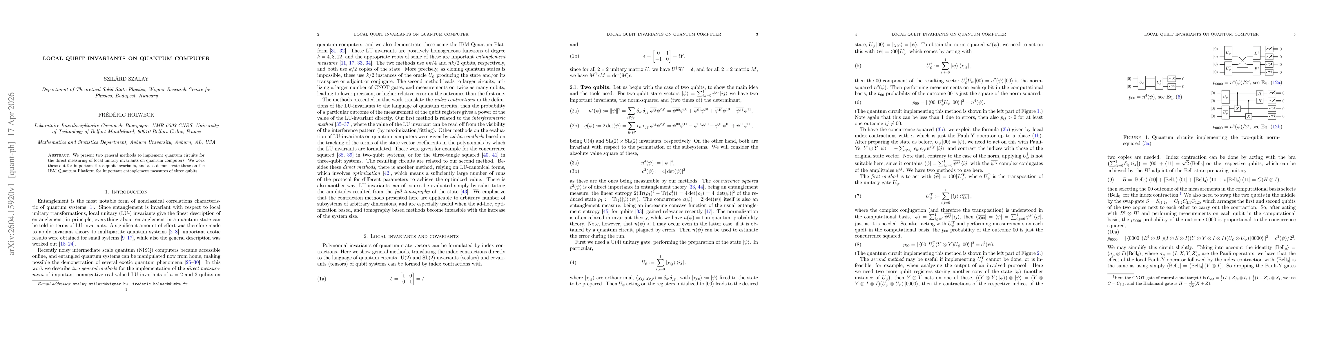 Thumbnail for Local qubit invariants on quantum computer