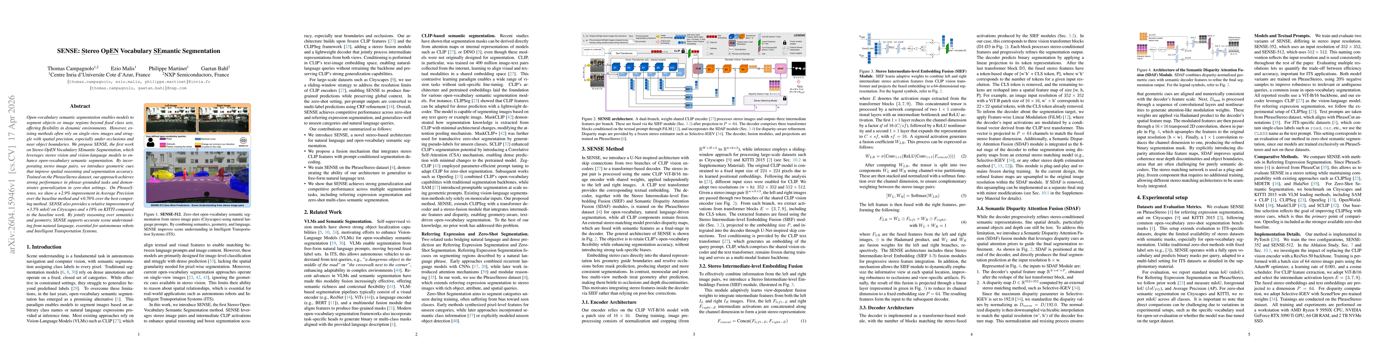 Thumbnail for SENSE: Stereo OpEN Vocabulary SEmantic Segmentation