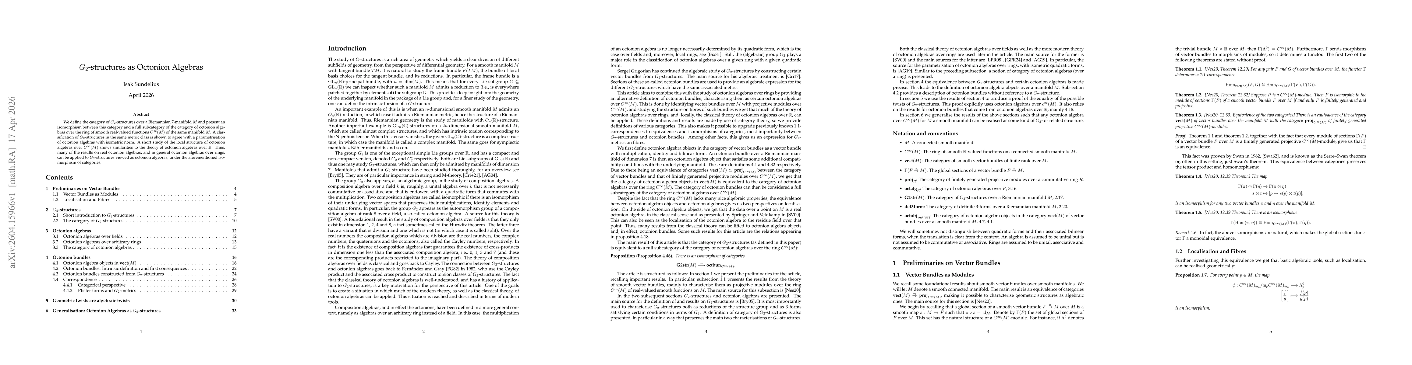 Thumbnail for $G_2$-structures as Octonion Algebras