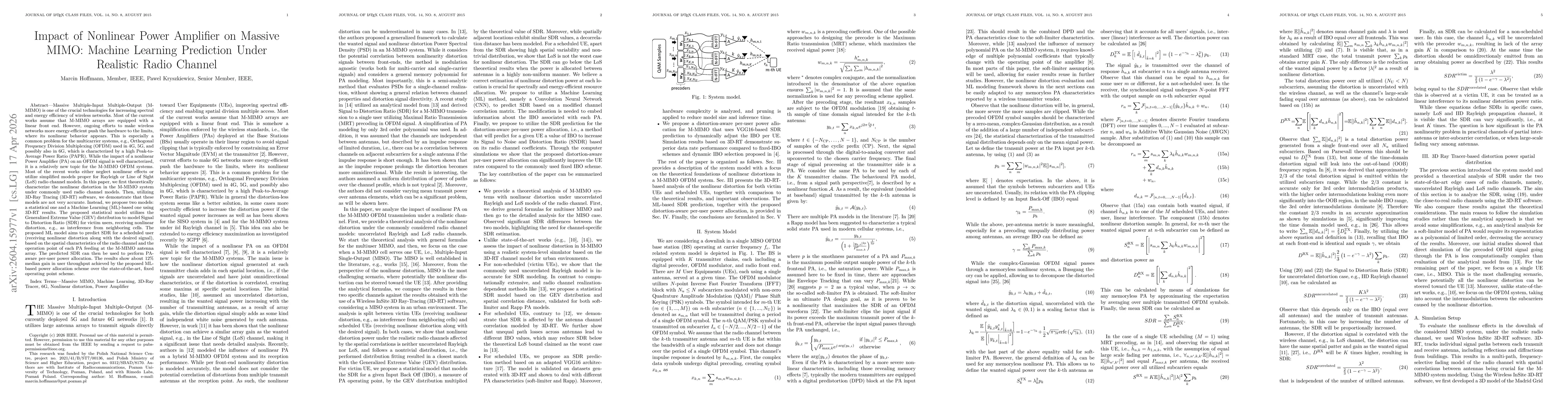 Thumbnail for Impact of Nonlinear Power Amplifier on Massive MIMO: Machine Learning Prediction Under Realistic Radio Channel