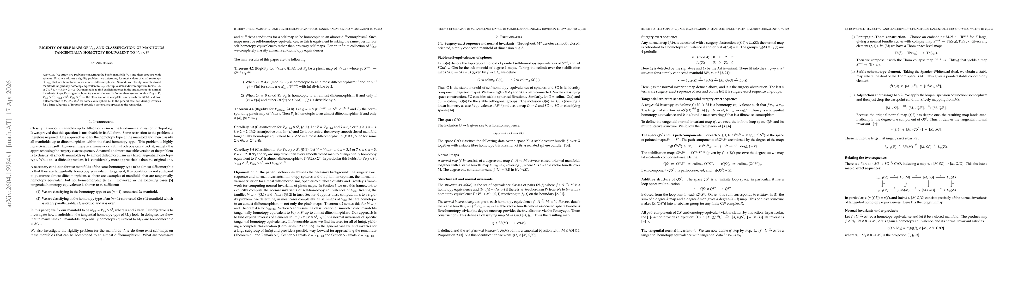 Thumbnail for Rigidity of self-maps of $V_{n,2}$ and classification of manifolds tangentially homotopy equivalent to $V_{n,2} \times S^k$