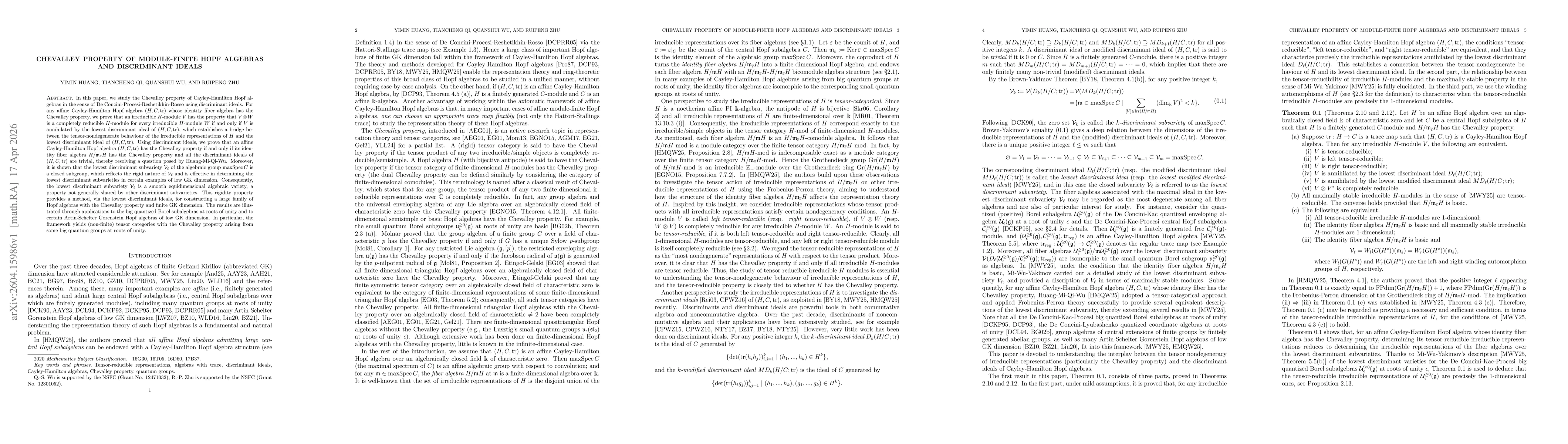 Thumbnail for Chevalley property of module-finite Hopf algebras and discriminant ideals