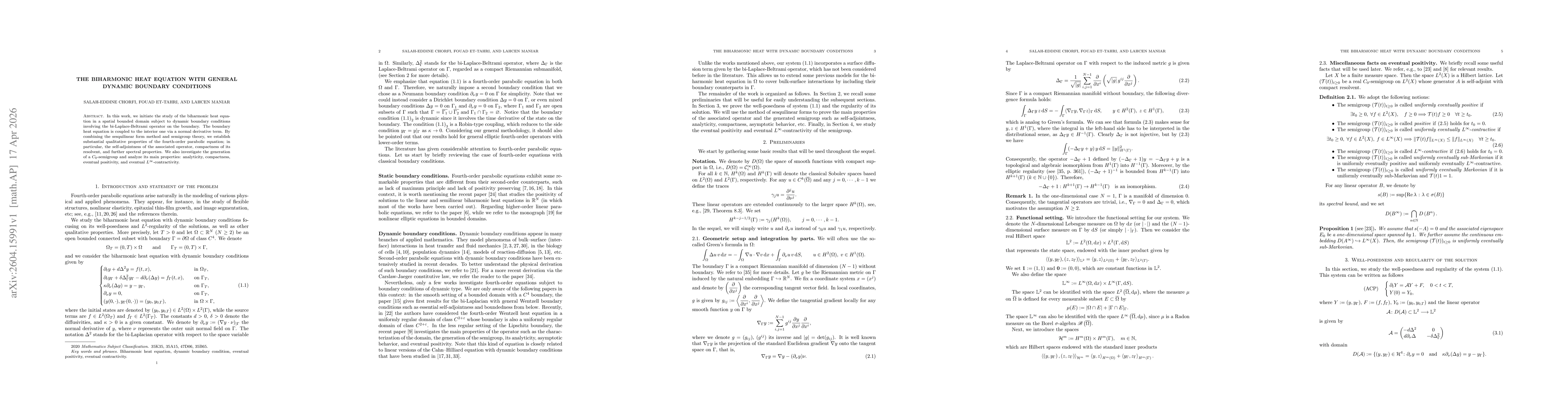 Thumbnail for The Biharmonic Heat Equation with General Dynamic Boundary Conditions