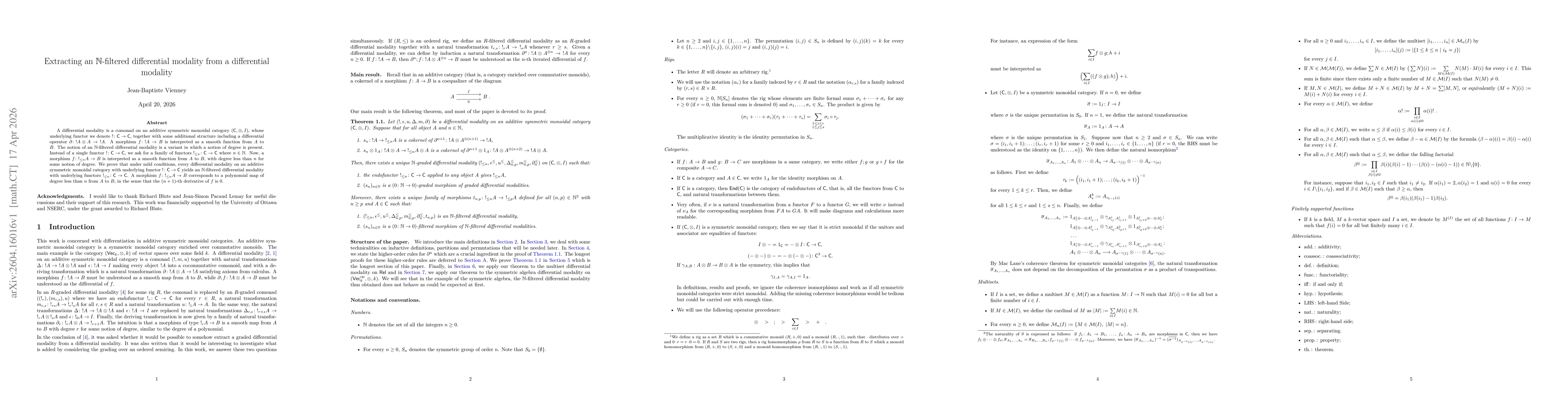 Thumbnail for Extracting an $\mathbb{N}$-filtered differential modality from a differential modality