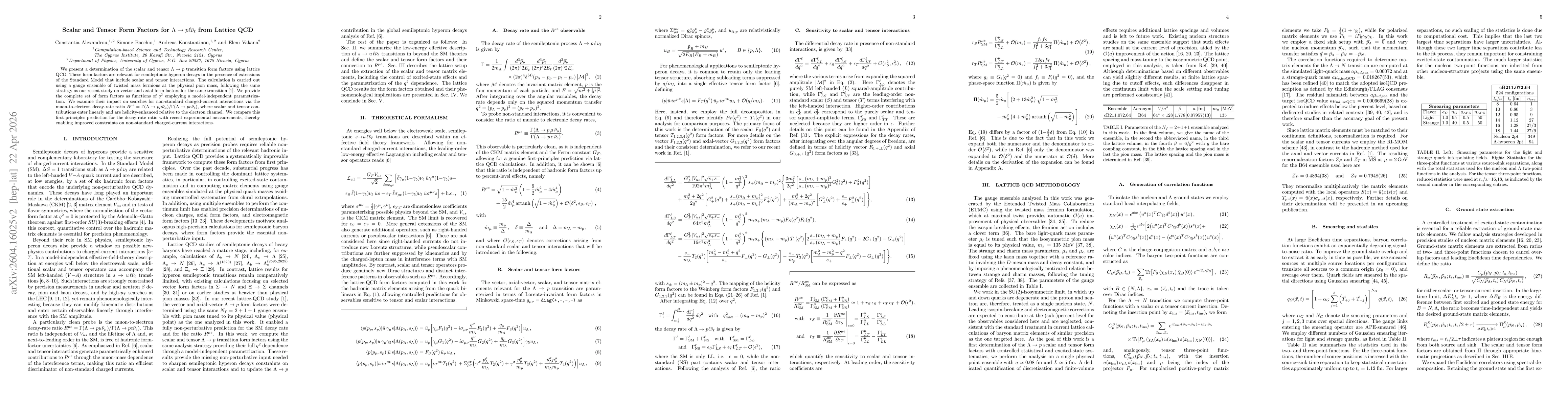 Thumbnail for Scalar and Tensor Form Factors for $Λ\rightarrow p\ell \barν_\ell$ from Lattice QCD