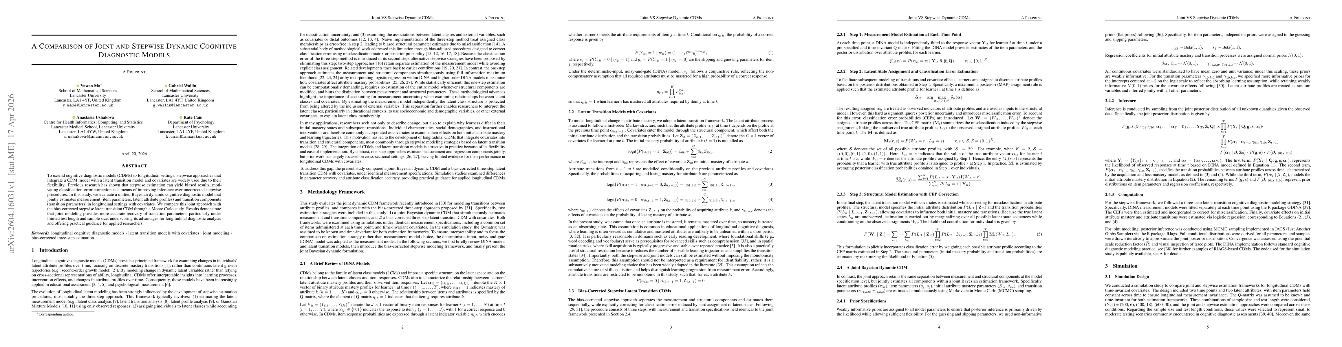 Thumbnail for A Comparison of Joint and Stepwise Dynamic Cognitive Diagnostic Models