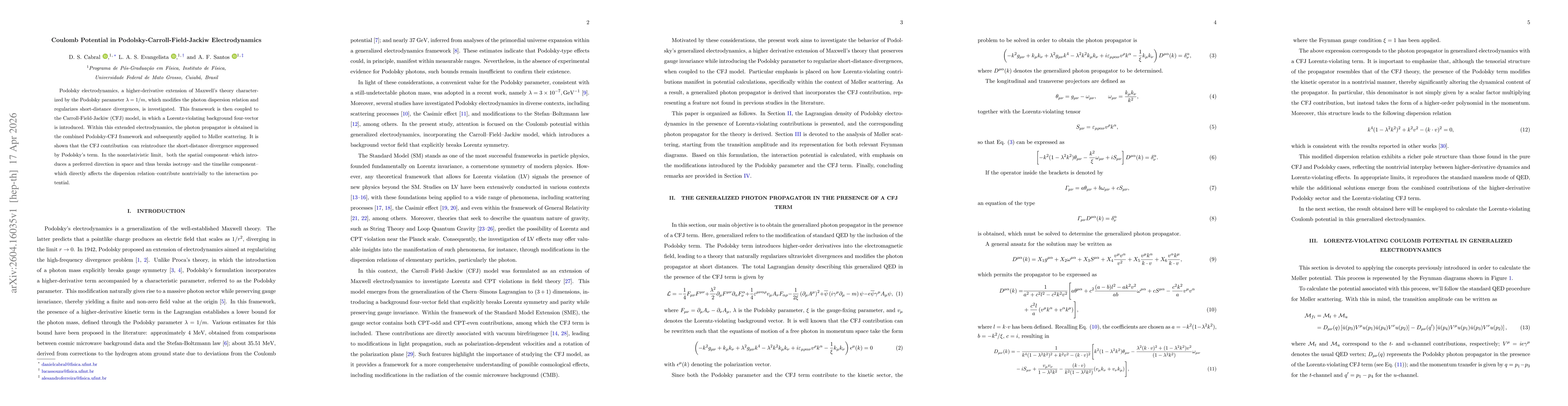 Thumbnail for Coulomb Potential in Podolsky-Carroll-Field-Jackiw Electrodynamics